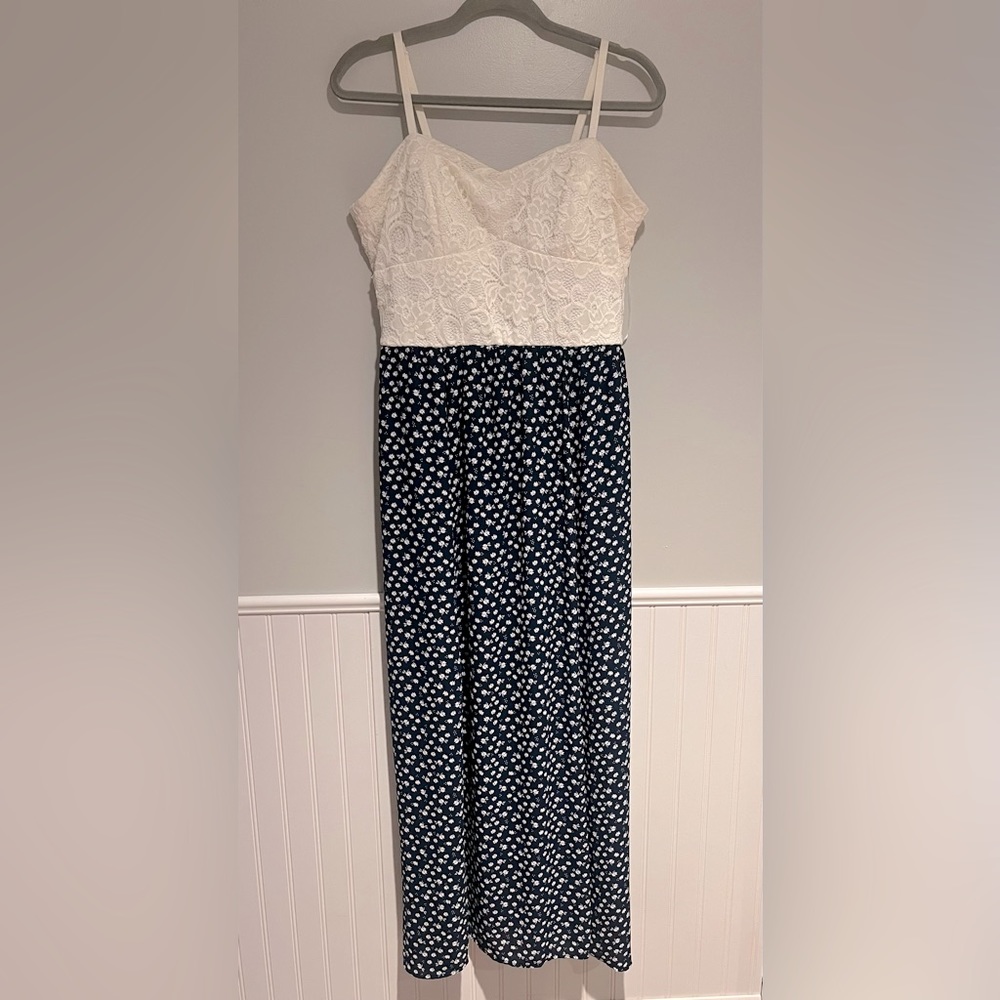 Candies Summer Maxi Dress Front Slit Lace Floral Junior Size XL